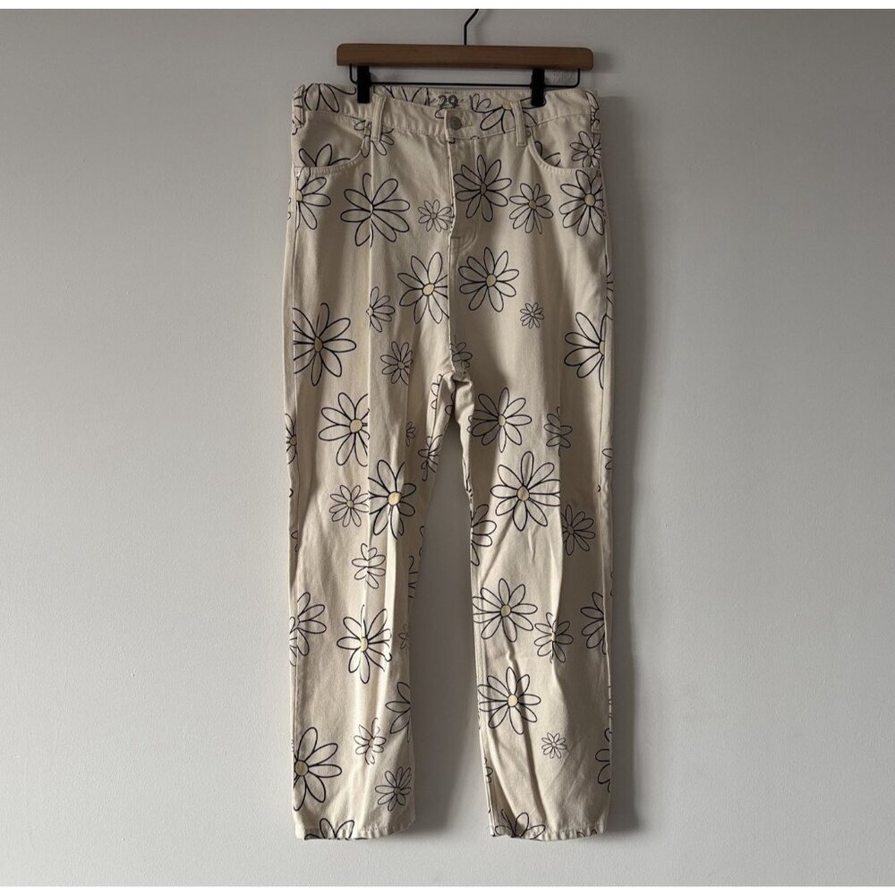 We The Free People Daisy Print Pants High Rise Sz 29 (ACTUAL 32) Boho Festival